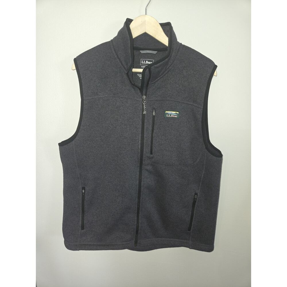 L.L. Bean Jacket Mens Large Gray Vest Full Zip Slightly Fitted Regular Size